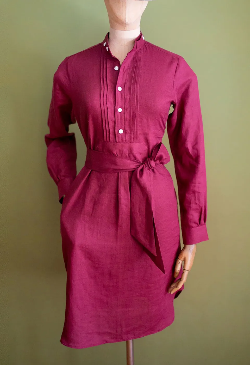 m-nchner-manufaktur-blusenkleid-leinen-hemdblusenkleid-stehkragen-2 image 1