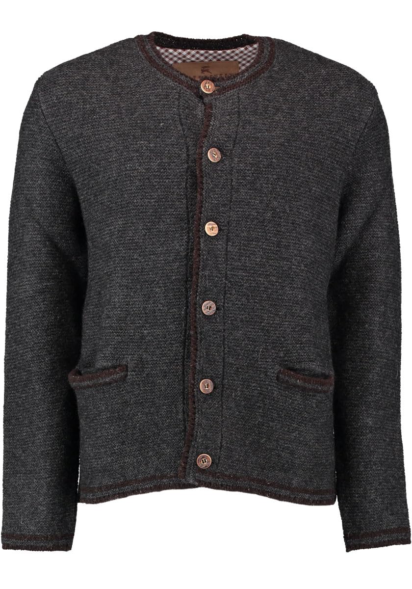 os-trachten-fudei-herren-strickjacke-wolle-rundhals-anthrazit image 1
