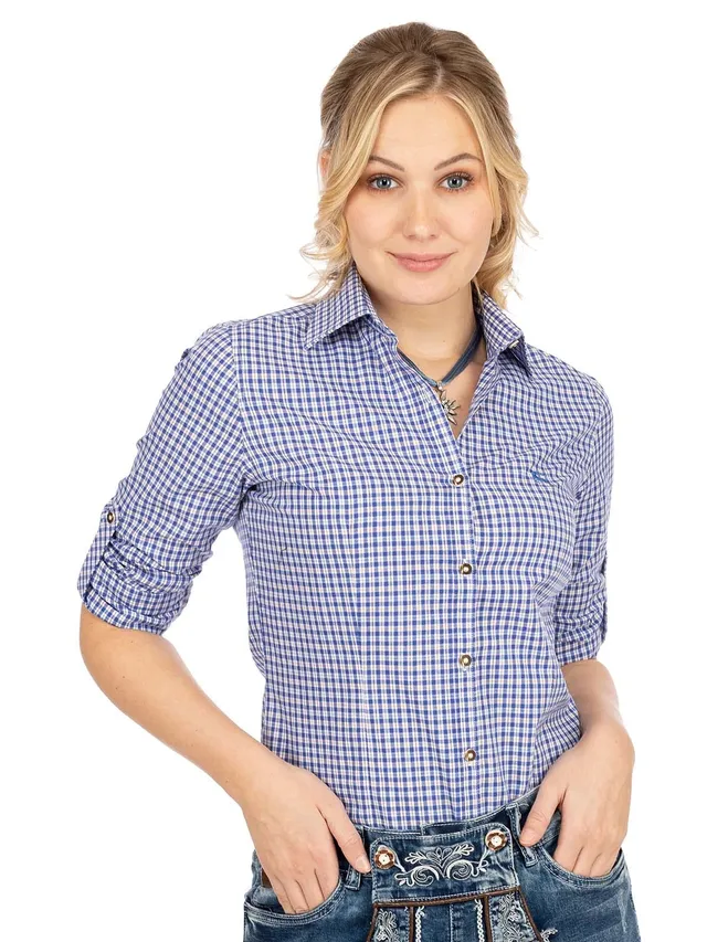 os-trachten-trachtenbluse-450000-3729-kornblau-blau-40-karo image 1
