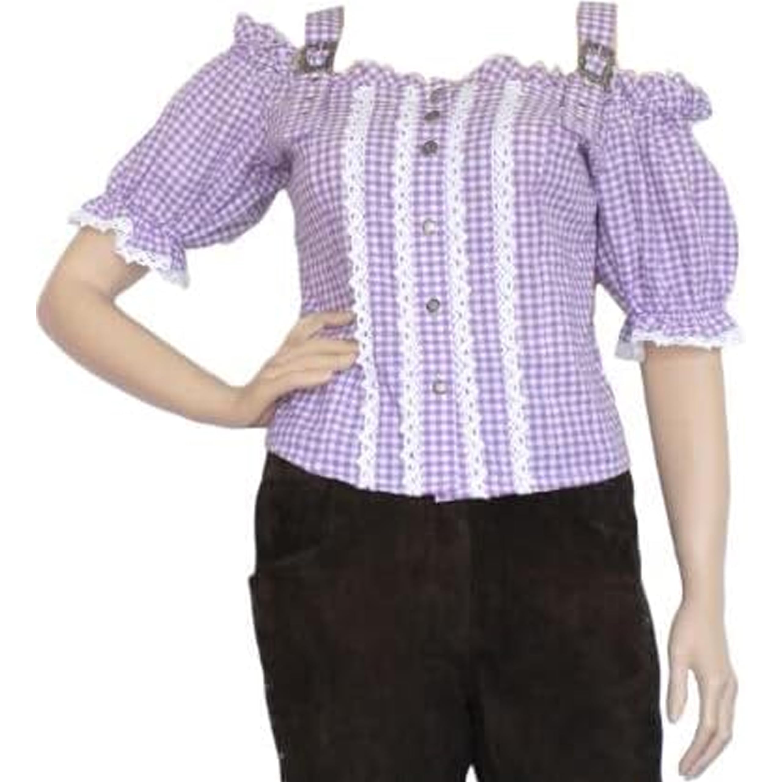os-trachten-carmenbluse-damen-lila-kariert-gr-40 image 1