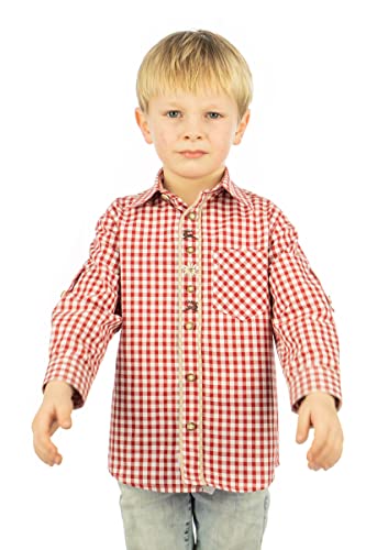 os-trachten-inseyo-kinder-trachtenhemd-rot-wei-karo-stickerei image 7