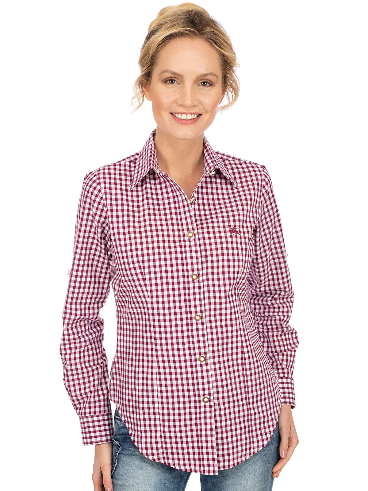 os-trachten-trachtenbluse-150000-2602-bordeaux-rot-36-karo image 1