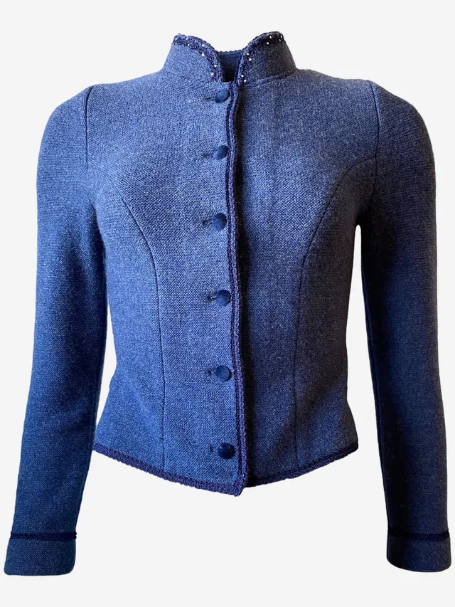 litzlfelder-damen-elisa-trachtenjacke-jeansblau-merino image 1