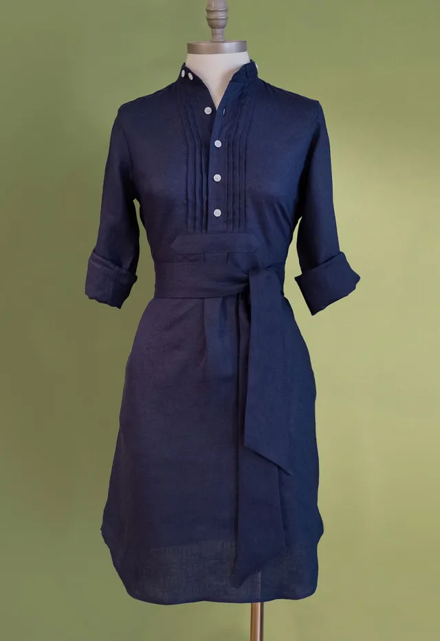 m-nchner-manufaktur-blusenkleid-leinen-hemdblusenkleid-stehkragen-3 image 1