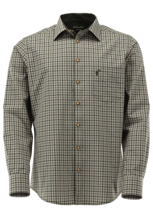 os-trachten-taseyo-jagdhemd-slim-fit-oliv-haifischkragen image 1