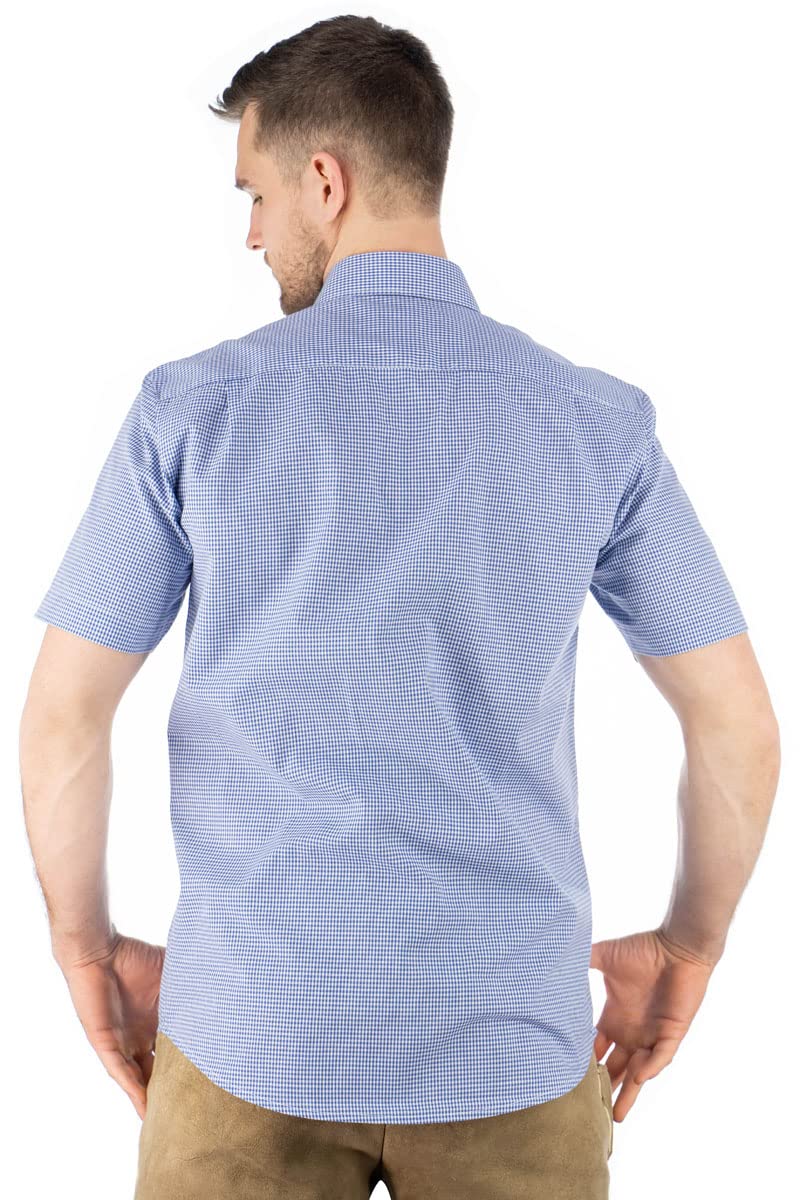 os-trachten-weonys-herren-trachtenhemd-kurzarm-blau-kleinkaro image 4
