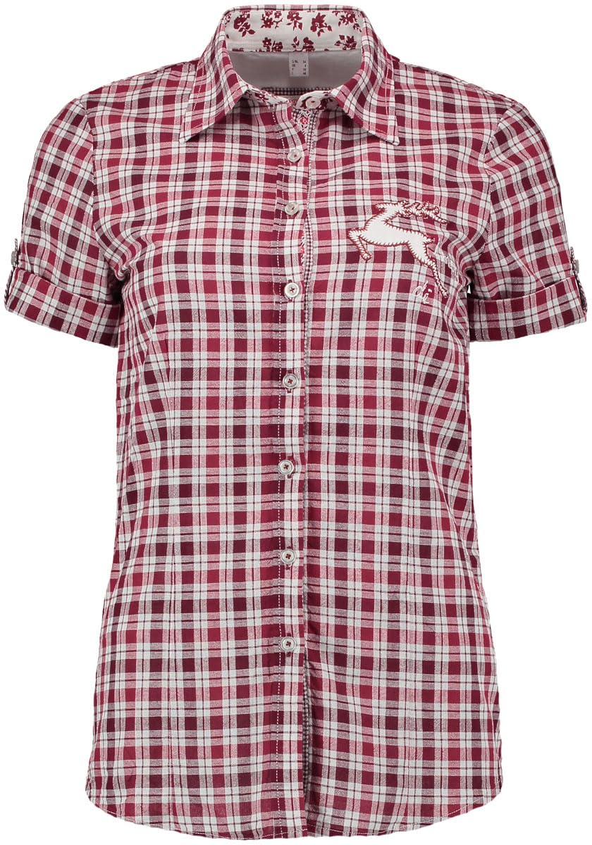 os-trachten-trixon-trachtenbluse-halbarm-karo-stickerei image 1