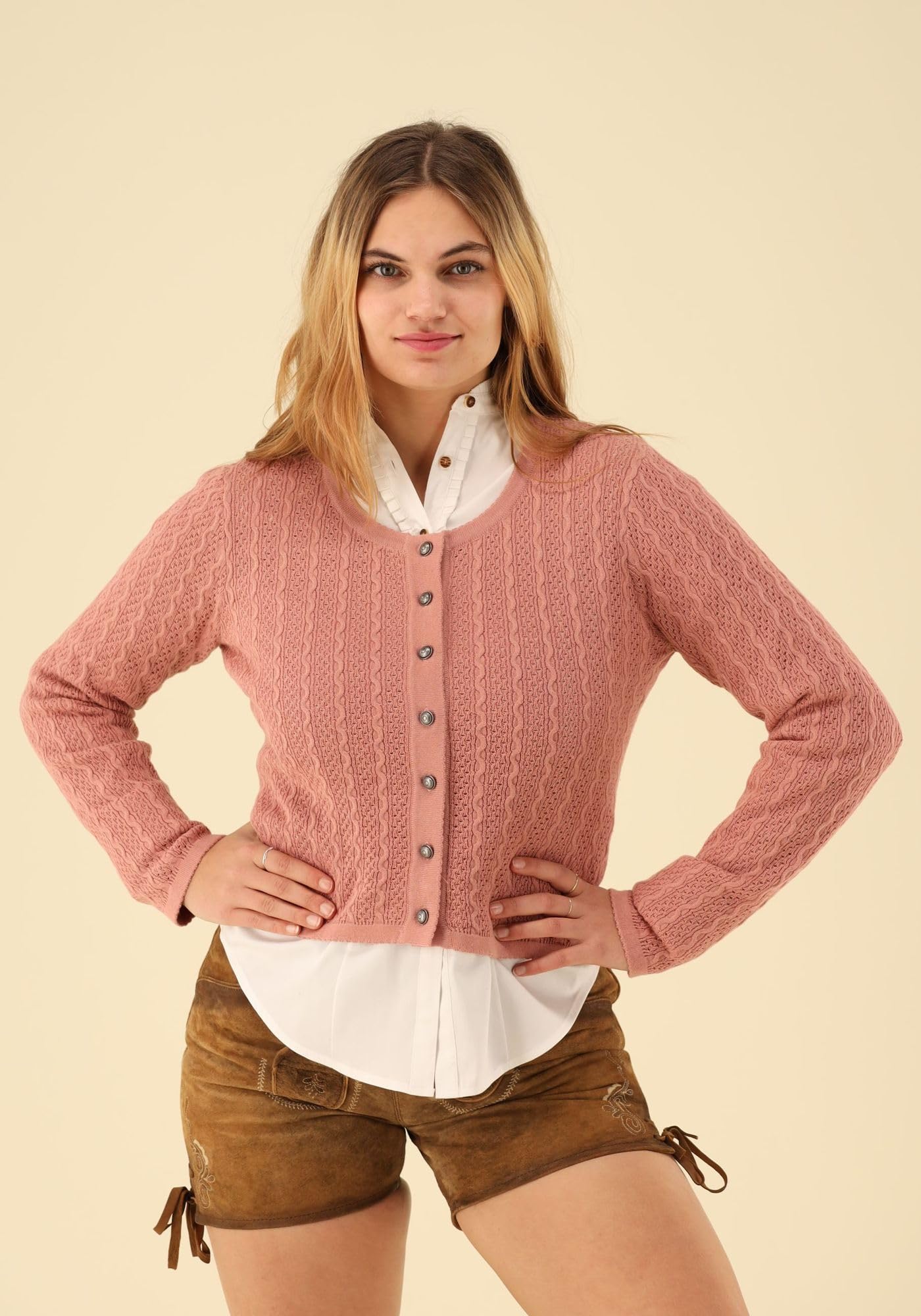 os-trachten-borida-strickjacke-damen-baumwolle-rundhals image 3