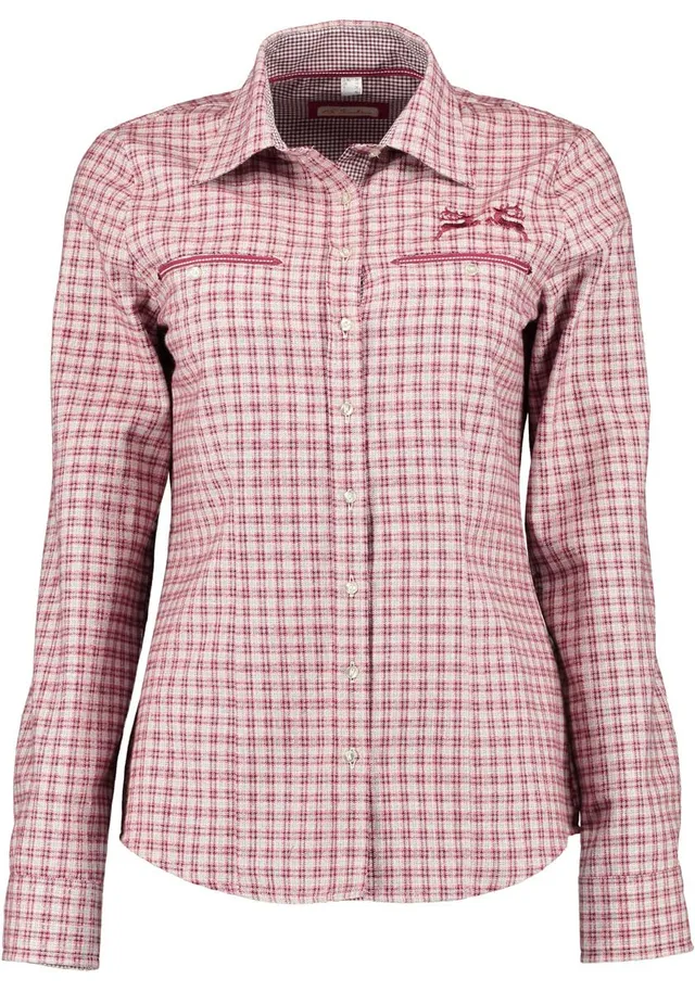 os-trachten-flonu-trachtenbluse-flanell-damen-hirsch-stickerei image 1