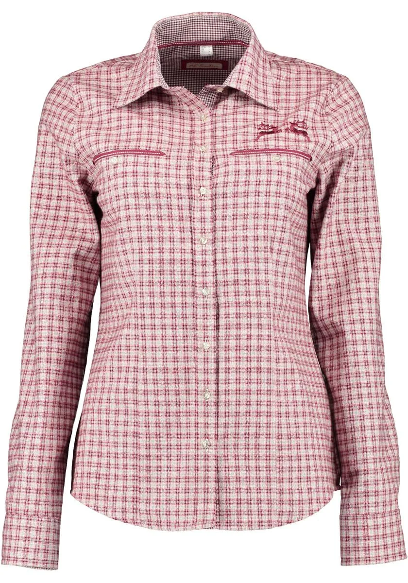 os-trachten-flonu-trachtenbluse-flanell-damen-hirsch-stickerei image 1