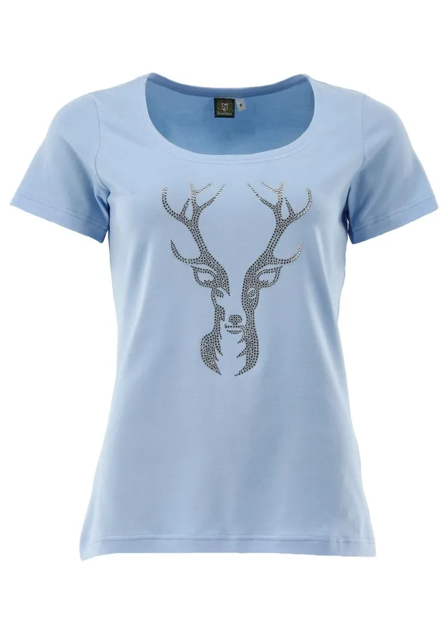 os-trachten-femira-t-shirt-damen-wei-mit-hirsch-strass image 1