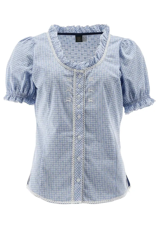 os-trachten-plare-trachtenbluse-damen-karo-puff-rmel image 1