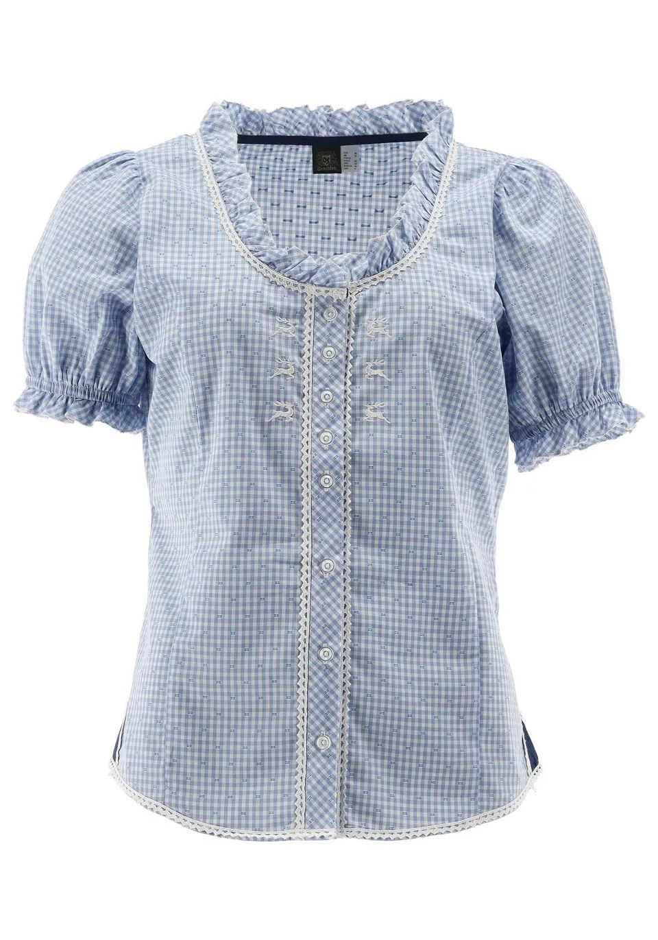os-trachten-plare-trachtenbluse-damen-karo-puff-rmel image 1