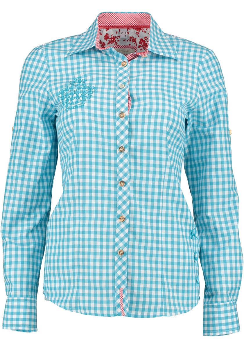 os-trachten-trachtenbluse-odibe-langarm-t-rkis-karo image 1