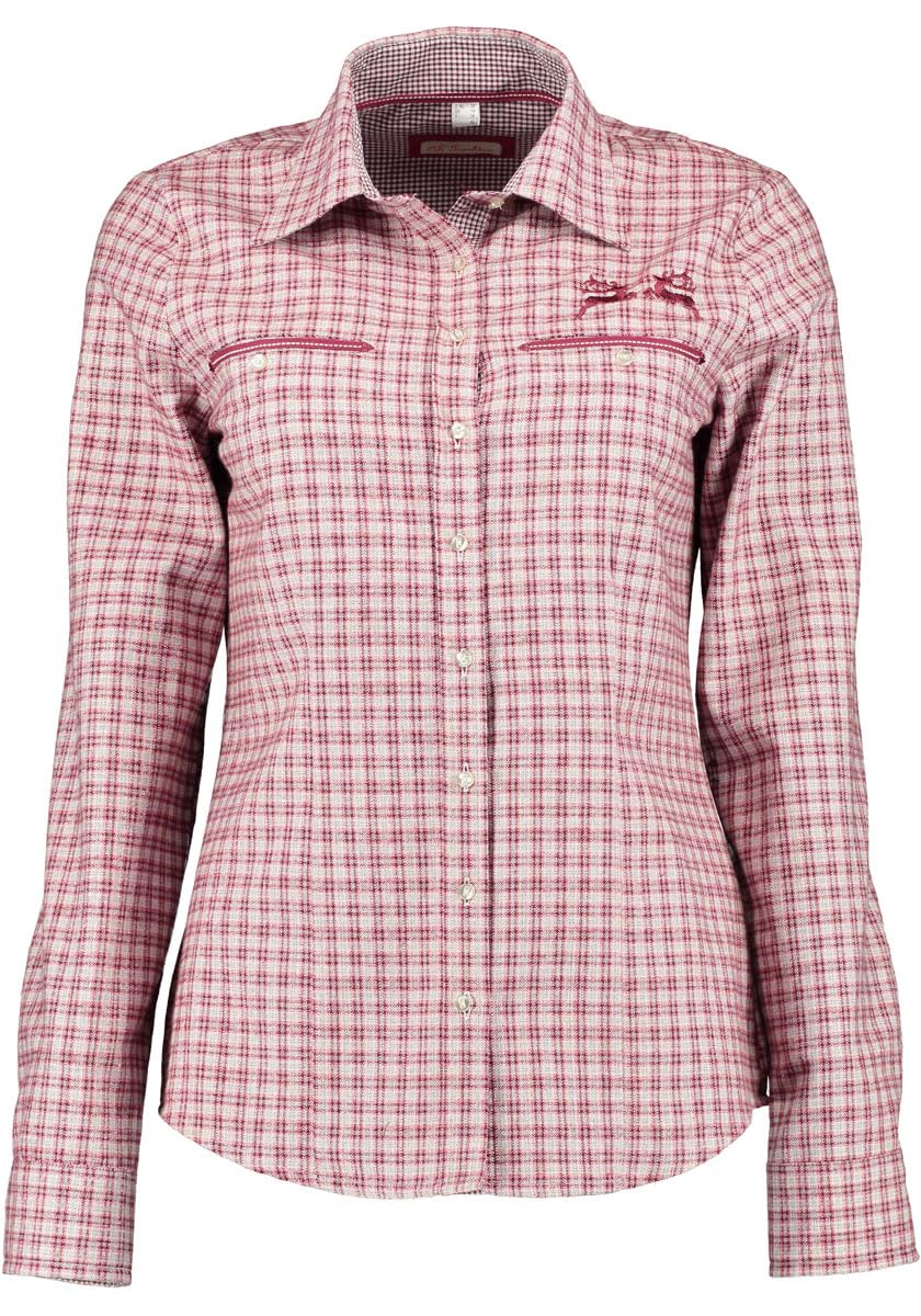 os-trachten-flonu-trachtenbluse-flanell-damen-hirsch-stickerei image 1