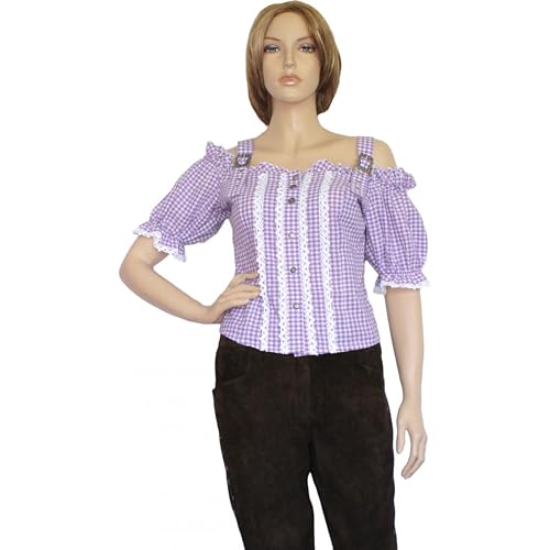 os-trachten-carmenbluse-damen-lila-kariert-gr-40 image 4