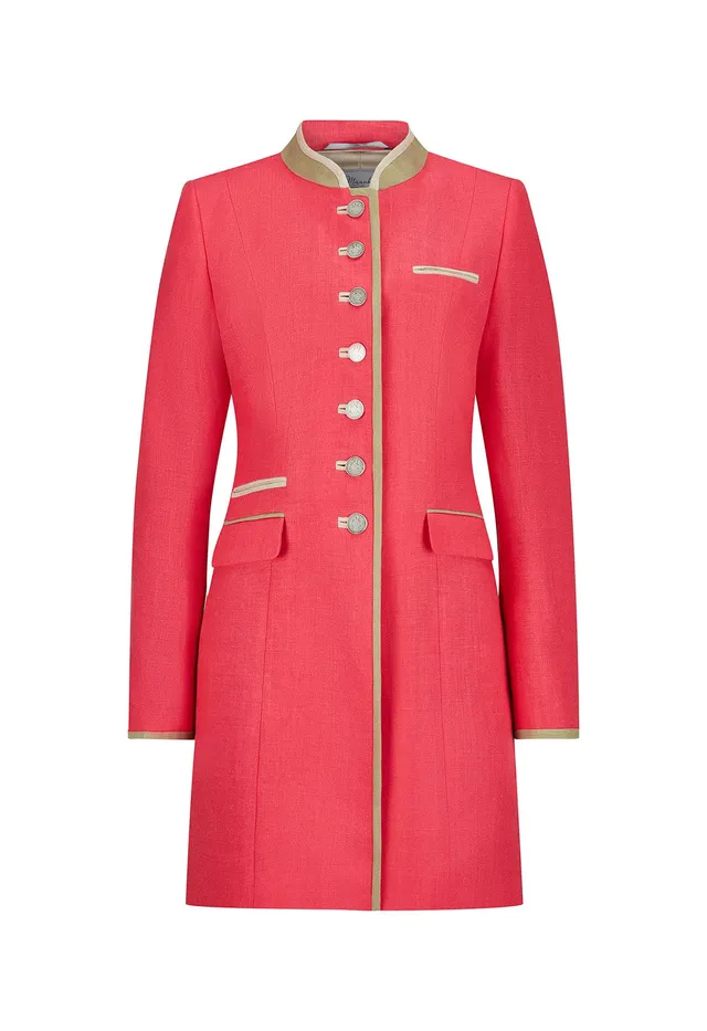 m-nchner-manufaktur-jacke-franzi-koralle-leinengehrock-paspel image 1