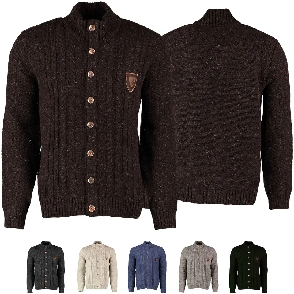 os-trachten-strickjacke-schurwolle-trachtenpullover-dunkelbraun image 1