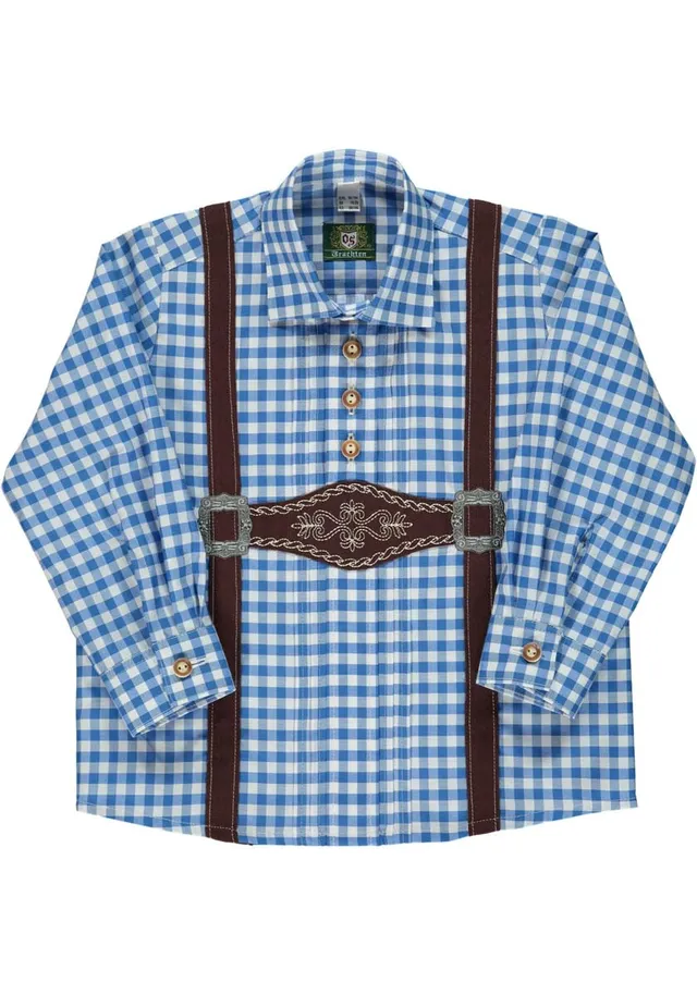 os-trachten-velmowo-trachtenhemd-jungen-74-80-mittelblau image 1