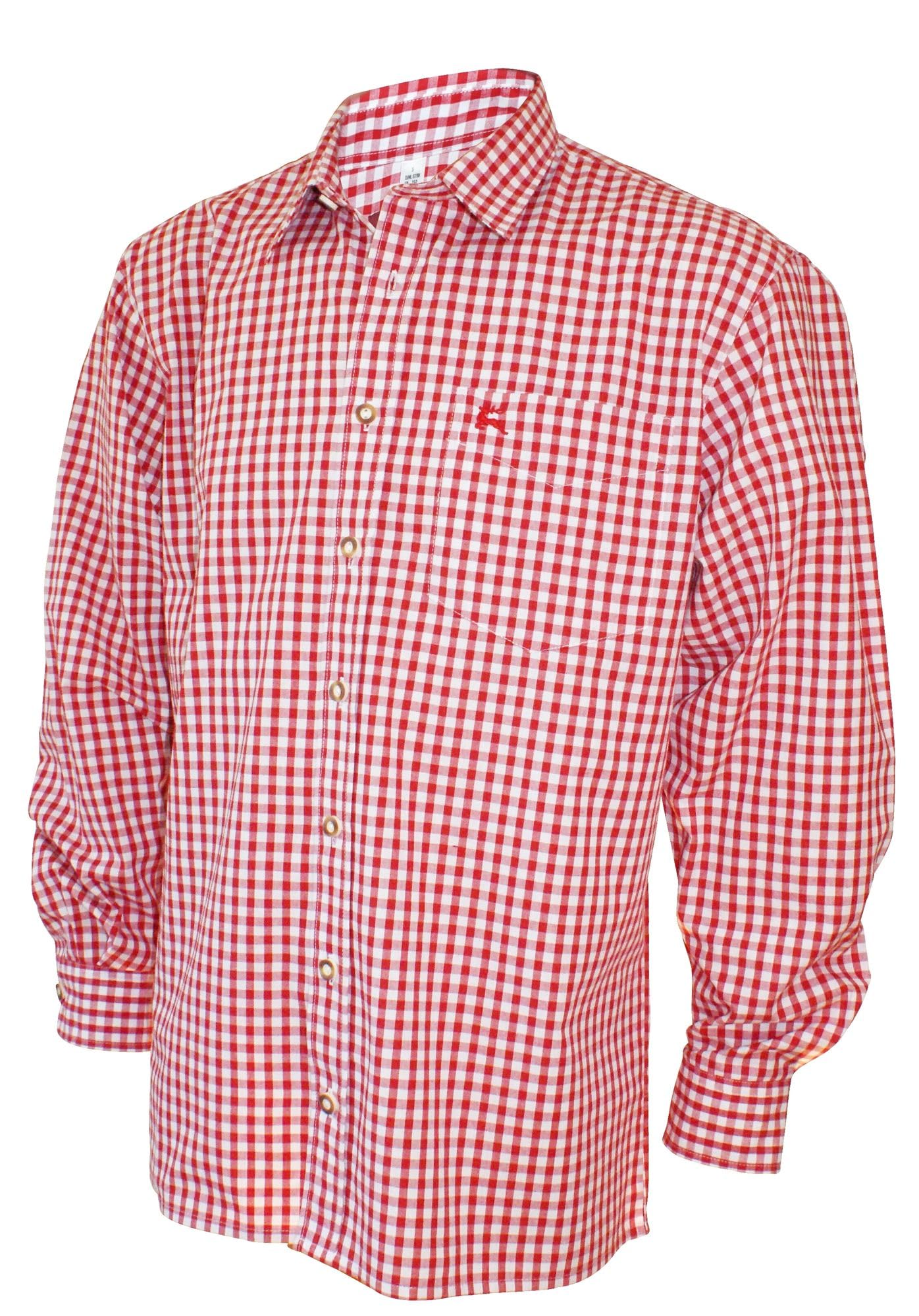 os-trachten-karo-trachtenhemd-herren-langarm-rot-6xl image 1