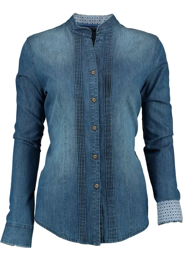 os-trachten-bribe-trachtenbluse-jeans-tailliert-baumwolle image 1
