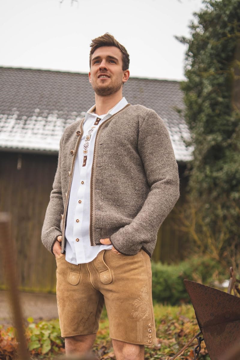 os-trachten-xaluna-strickjacke-dunkelbraun-rundhals-offen image 2