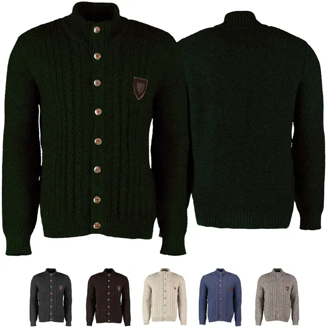 os-trachten-strickjacke-schurwolle-trachtenpullover-olive image 1
