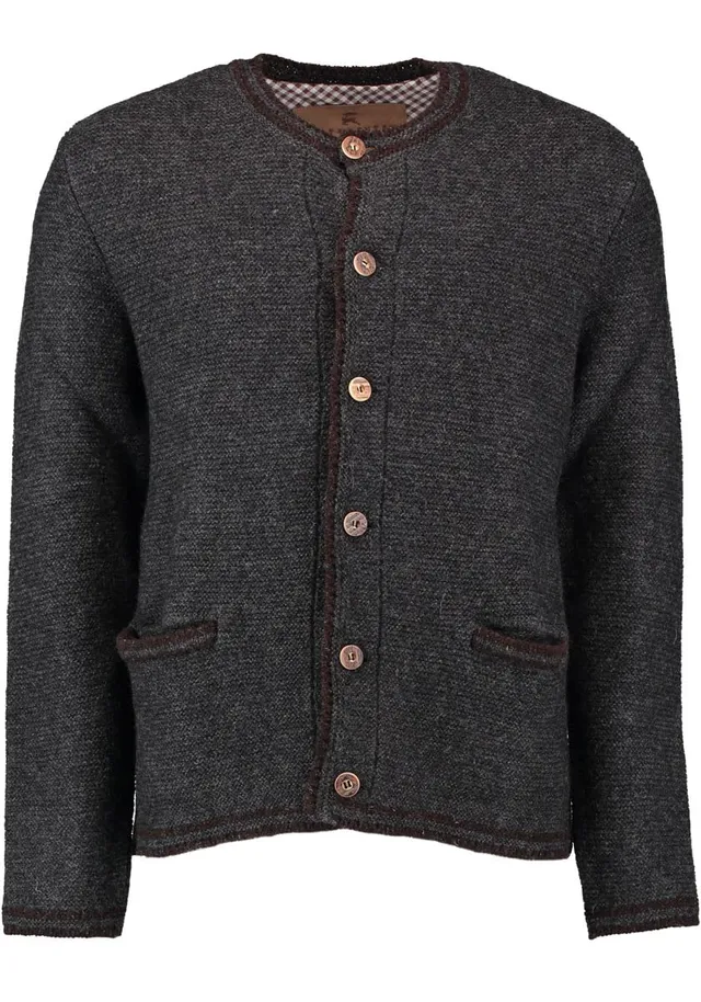 os-trachten-fudei-herren-strickjacke-wolle-rundhals-anthrazit image 1