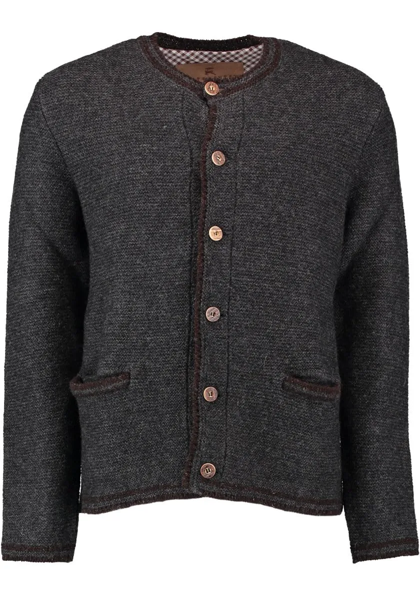 os-trachten-fudei-herren-strickjacke-wolle-rundhals-anthrazit image 1