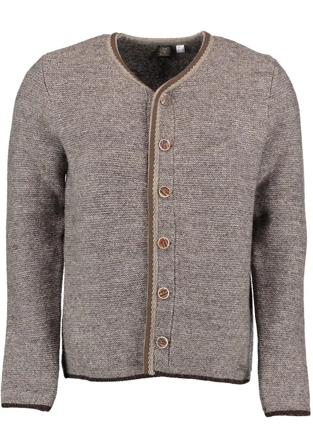 os-trachten-xaluna-strickjacke-dunkelbraun-rundhals-offen image 1