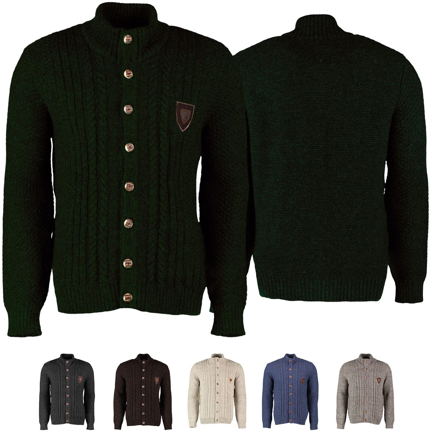 os-trachten-strickjacke-schurwolle-trachtenpullover-olive image 1