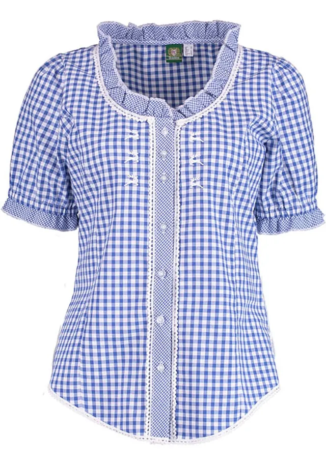 os-trachten-poror-trachtenbluse-kurzarm-mittelblau image 1