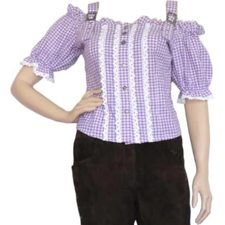 os-trachten-carmenbluse-damen-lila-kariert-gr-40 image 1