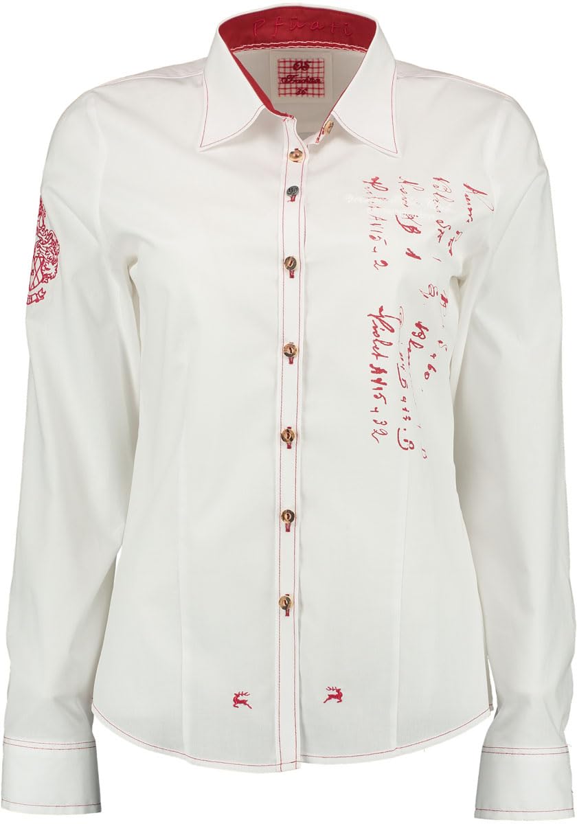 os-trachten-hubuna-damen-trachtenbluse-langarm-wei-rot image 1