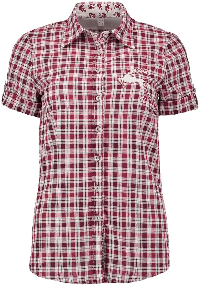 os-trachten-trixon-trachtenbluse-halbarm-karo-stickerei image 1
