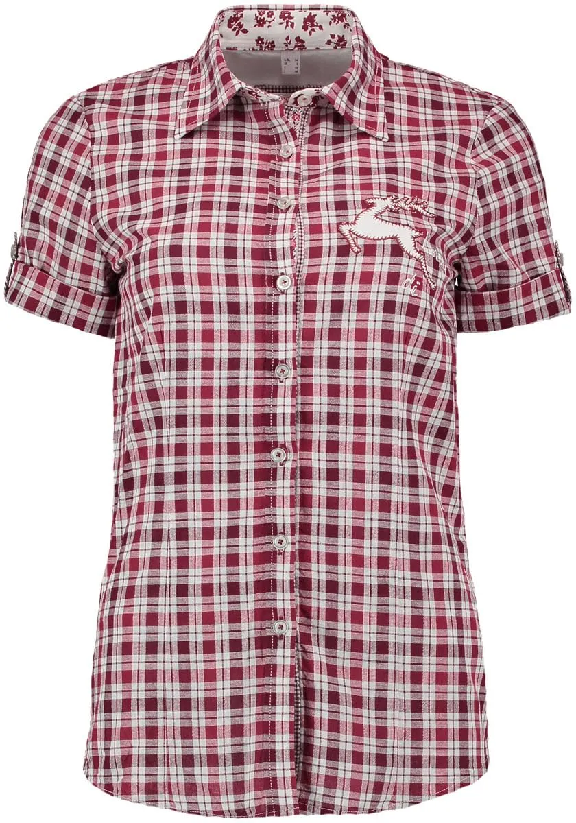 os-trachten-trixon-trachtenbluse-halbarm-karo-stickerei image 1