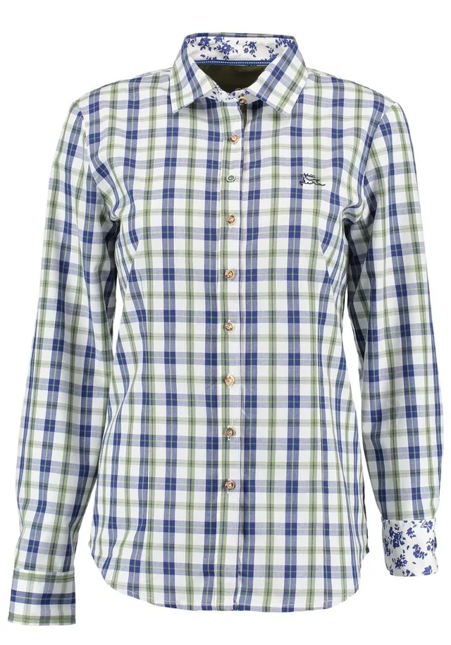 os-trachten-zidea-trachtenbluse-karo-hirschstickerei image 1