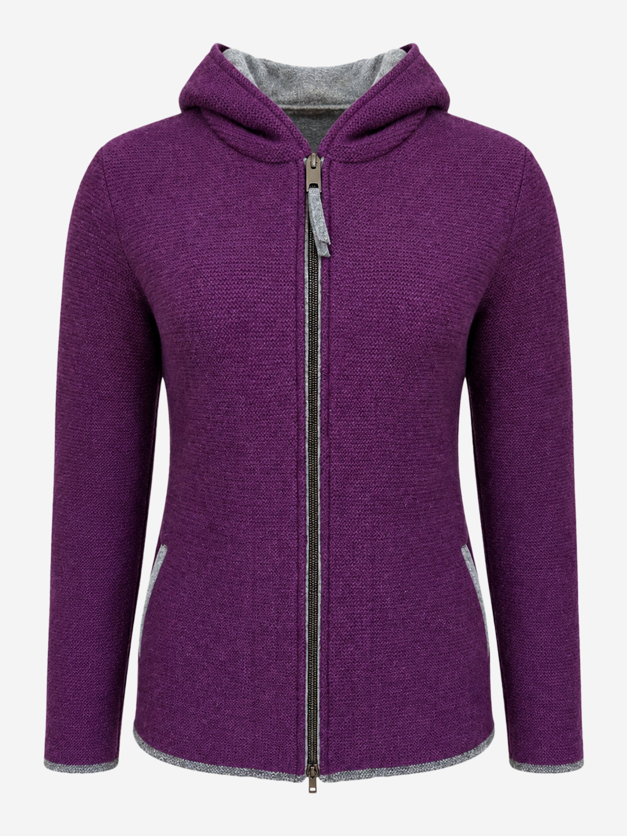 litzlfelder-damen-strickjacke-emily-violett-merinowolle-mit-kapuze image 1