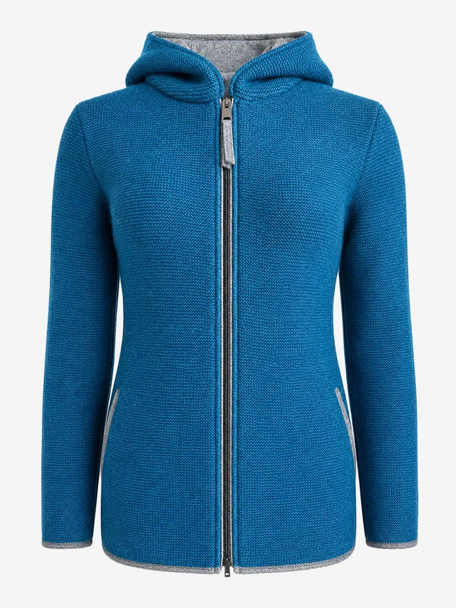 litzlfelder-damen-strickjacke-emily-kapuze-t-rkisblau-merino image 1