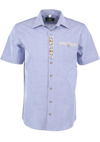 os-trachten-weonys-herren-trachtenhemd-kurzarm-blau-kleinkaro image 6