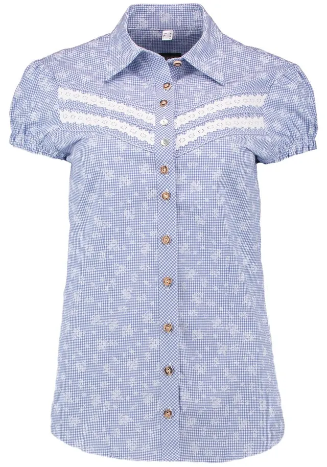 os-trachten-sufira-trachtenbluse-damen-kurzarm-kornblau-36 image 1