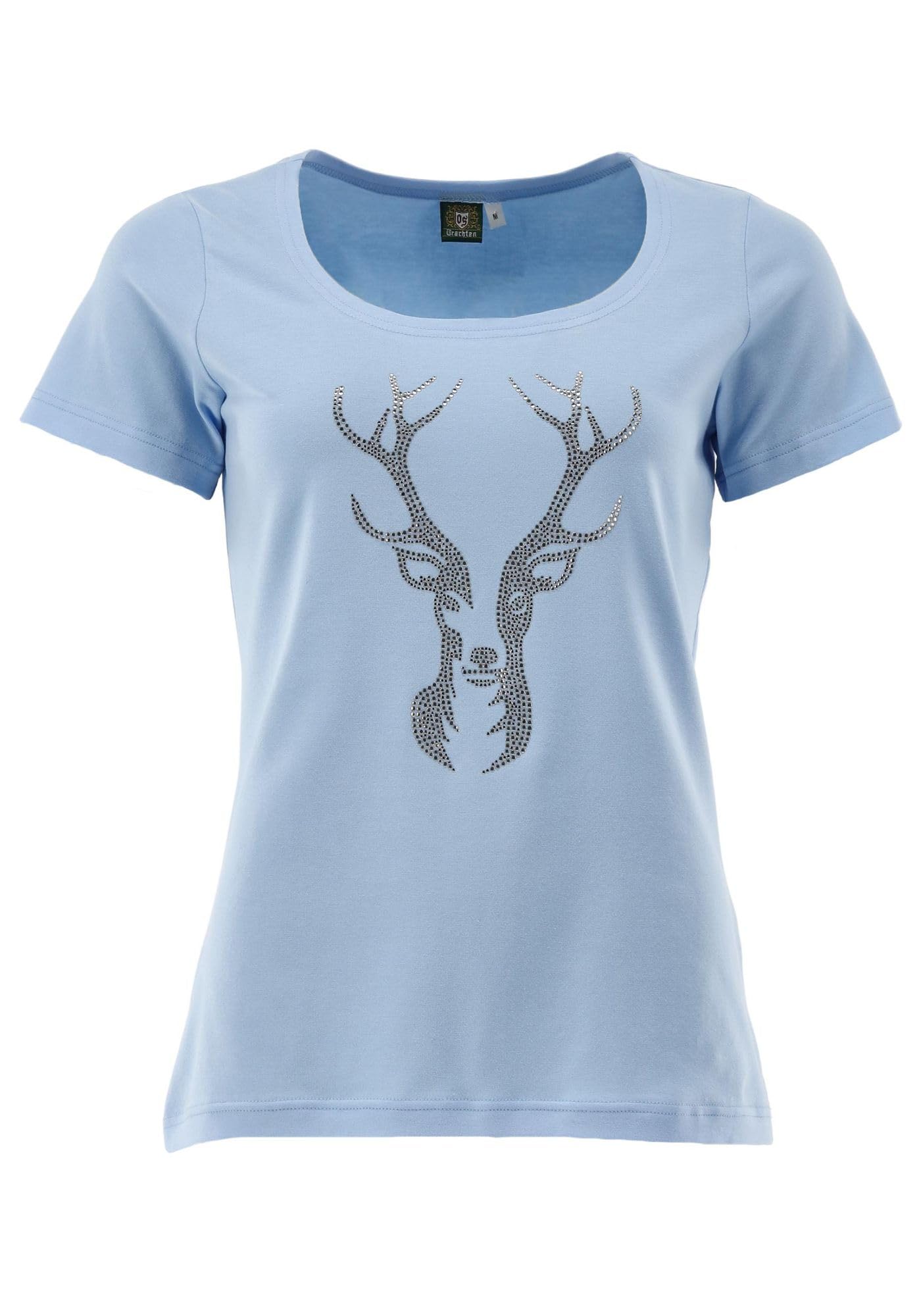 os-trachten-femira-t-shirt-damen-wei-mit-hirsch-strass image 1