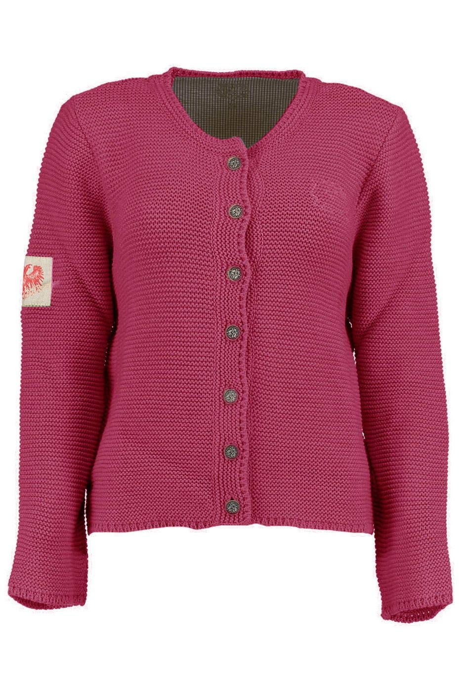 os-trachten-wolljanker-damen-strickjacke-himbeere-38-wolle image 2