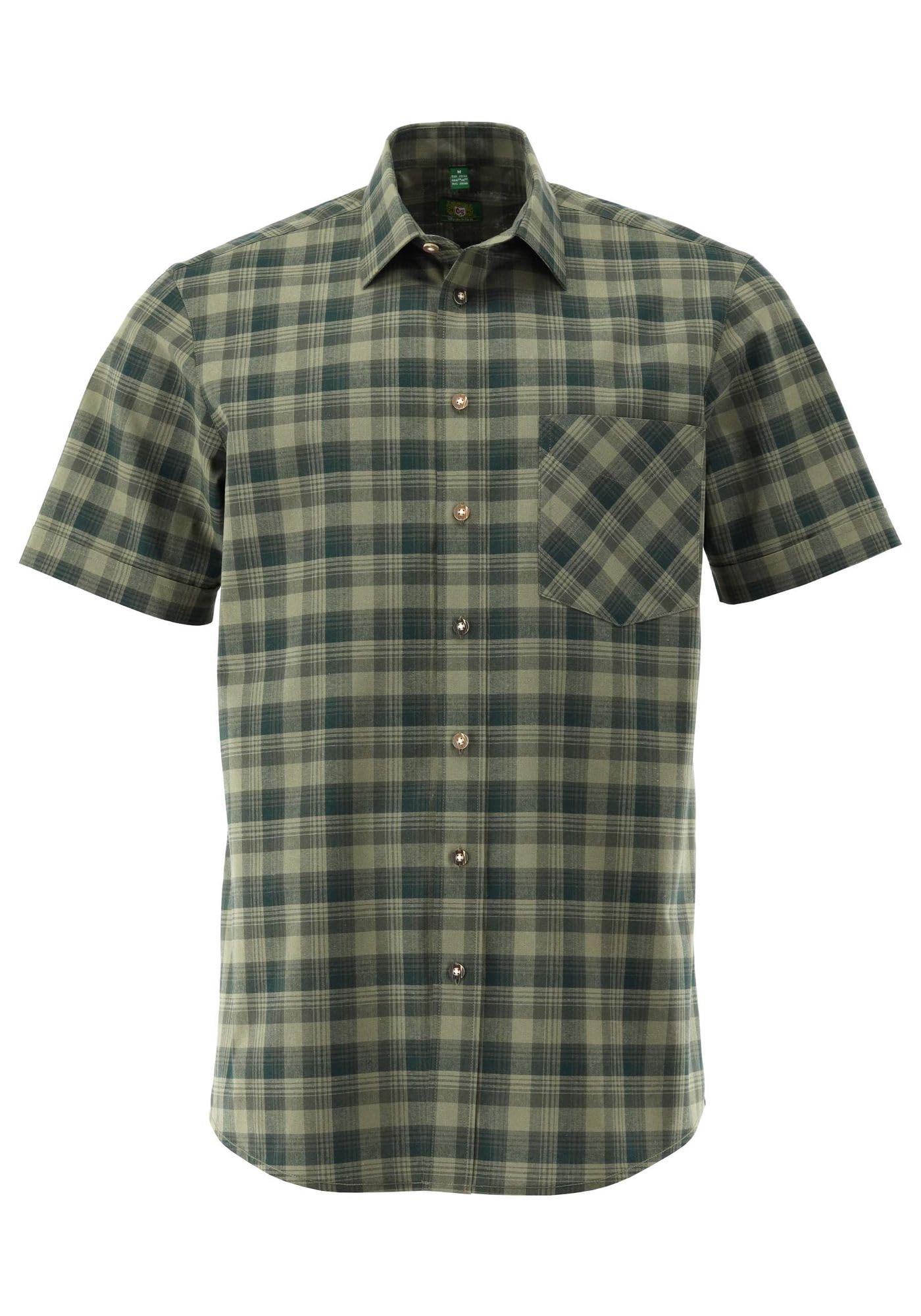 os-trachten-jagdhemd-demid-slim-fit-herren-41-42-kurzarm-karo image 1