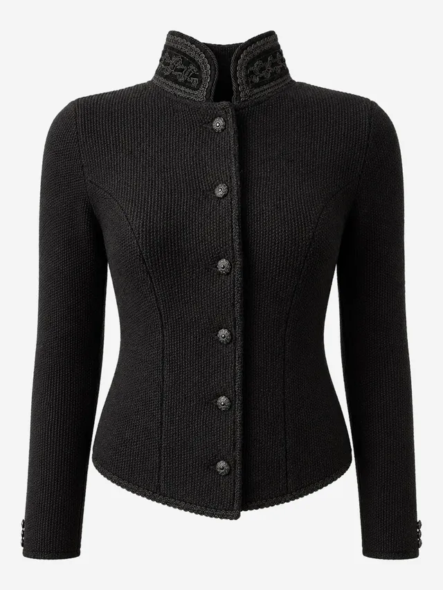 litzlfelder-caro-strickblazer-damen-schwarz-schurwolle image 1