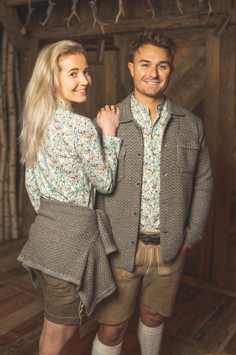 os-trachten-zelado-strickjacke-damen-ecrue-rundhals-offen image 2