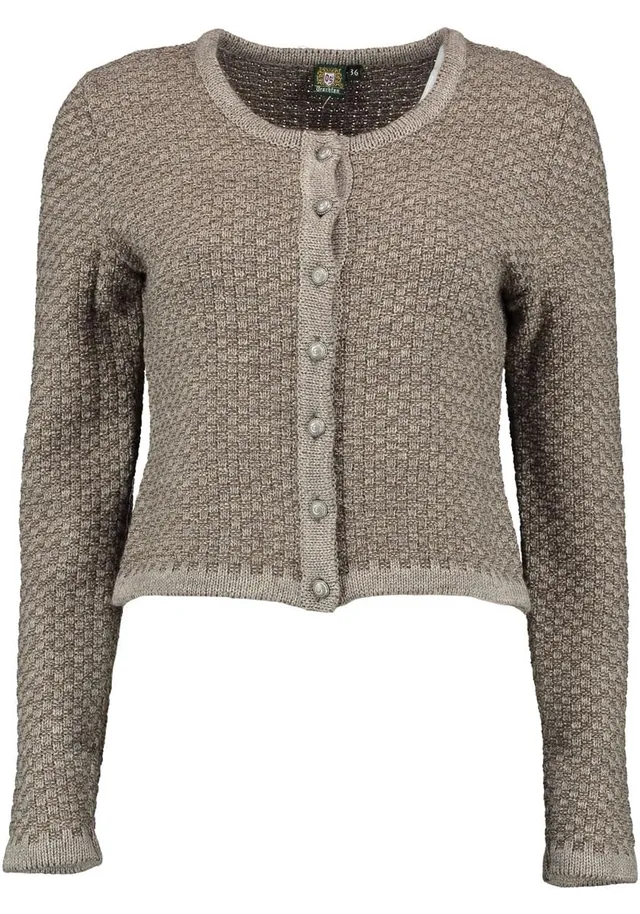 os-trachten-zelado-strickjacke-damen-ecrue-rundhals-offen image 1