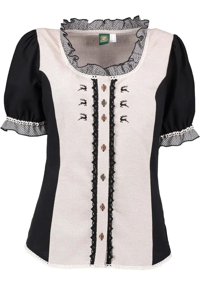 os-trachten-shine-trachtenbluse-kurzarm-damen-rundhals image 1