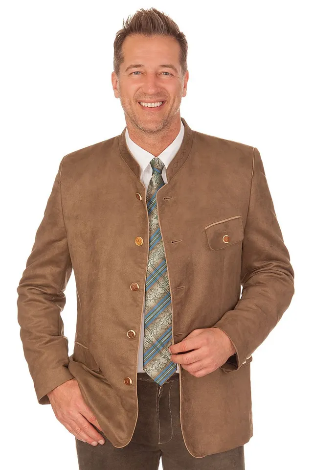 os-trachten-sakko-herren-velour-stehkragen-braun-tegernseer image 1