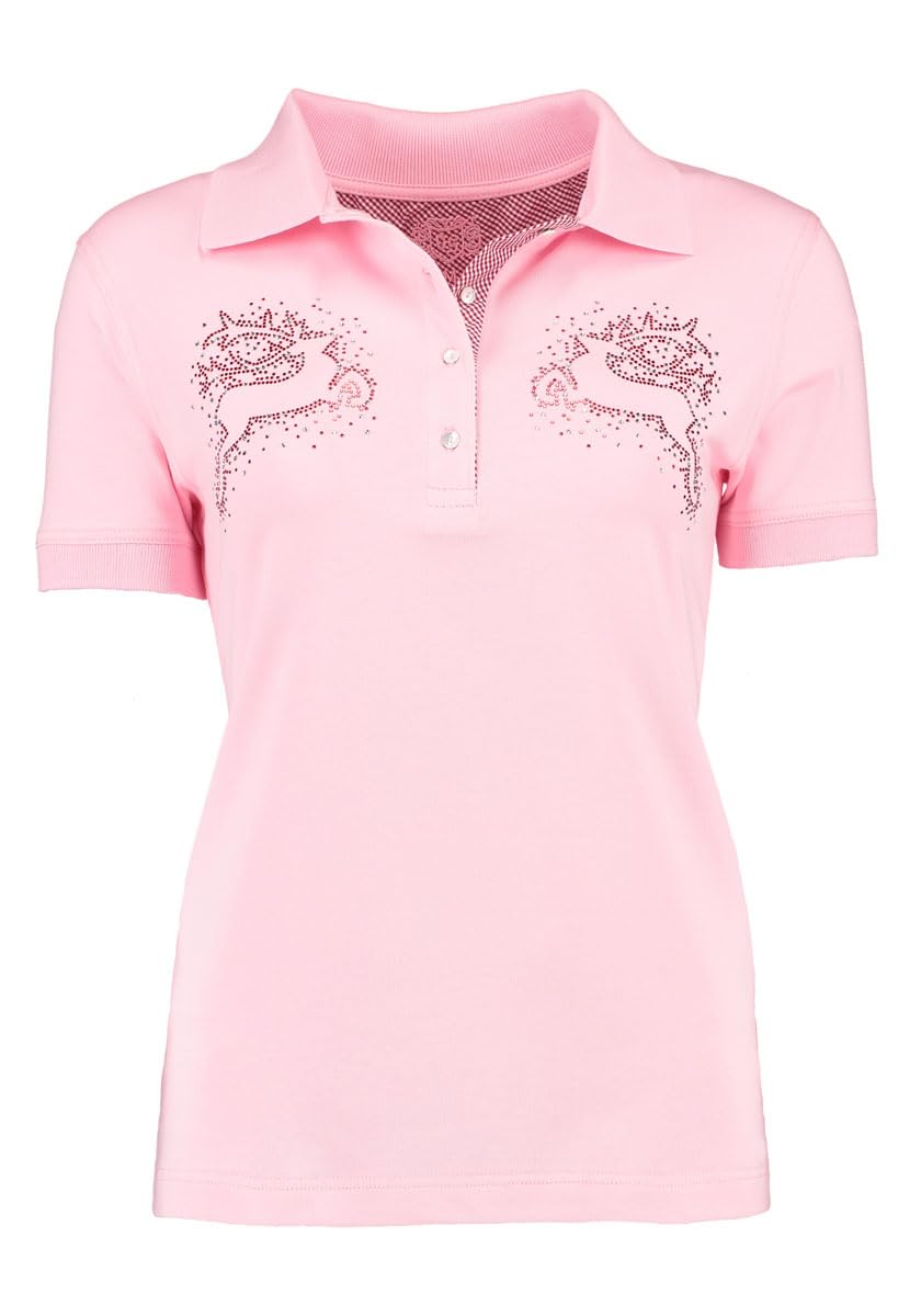 os-trachten-urefo-poloshirt-damen-kurzarm-mit-hirsch-motiv image 1